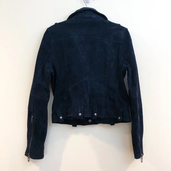 Blank NYC 100% Leather Suede Navy Short Bohemian Moto Biker Jacket Small - Picture 7 of 11